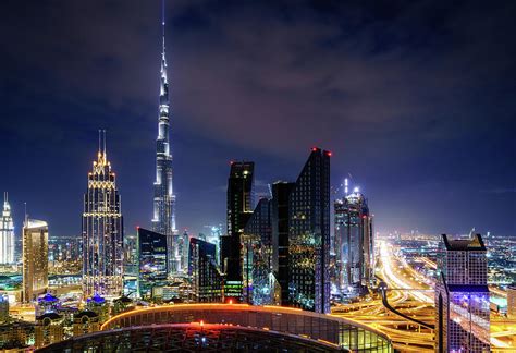 Dubai Downtown Skyline At Night Photograph By Alexey Stiop Pixels