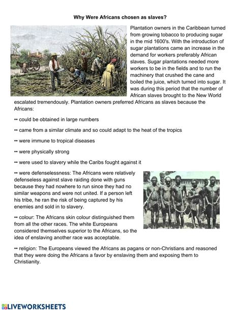 Why Africans Were Chosen As Slaves Interactive Worksheet