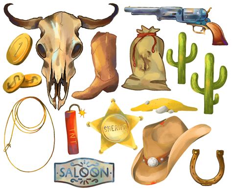 Watercolor Western Clipart Cowboy Clipart Wild West Clipart Etsy