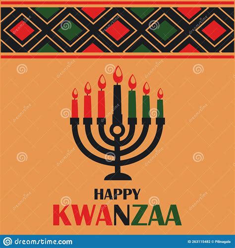 Happy Kwanzaa Celebration Concept Kinara With Seven Candles And Text