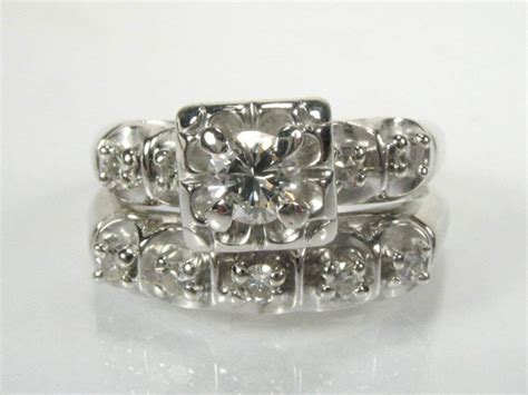 Vintage Diamond Wedding Rings Set Circa 1950s Etsy