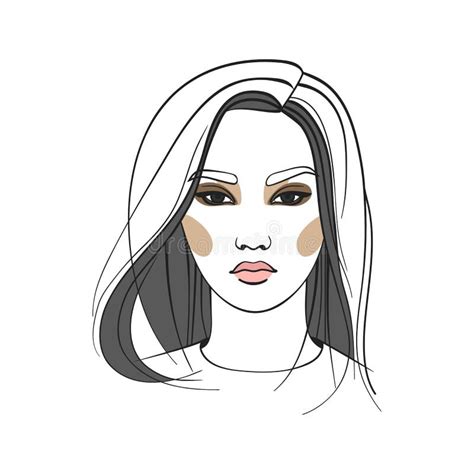 Asian Woman With Long Hair Abstract Face Fashion Illustration Vector