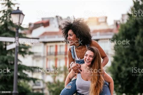 Beautiful Women Having Fun In The Street Stock Photo Download Image