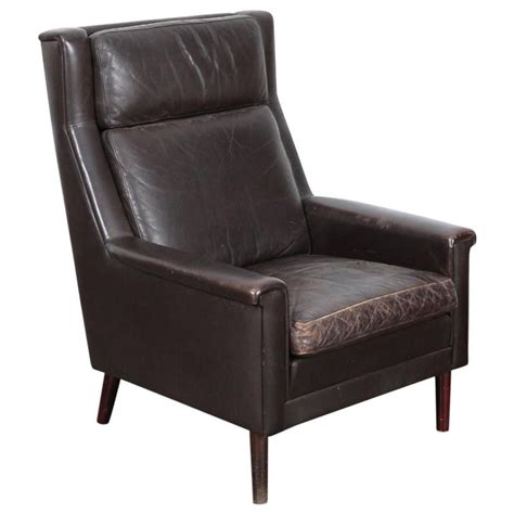 With its plushly pleated back and. Danish Mid-Century Modern Original Brown Leather Tall Back ...