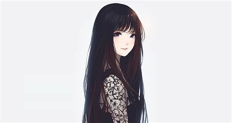 Anime Original Anme Black Hair Brown Eyes Girl Long Hair