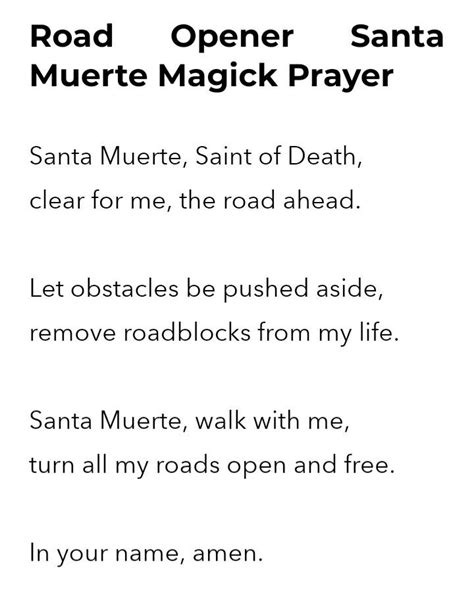 Printable Santa Muerte Prayers