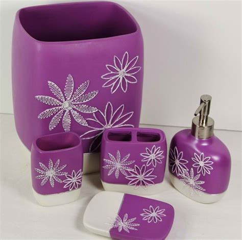 5pc set acrylic bathroom accessories bathroom set glamarous purple. 15 Elegant Purple Bathroom Accessories | Home Design Lover