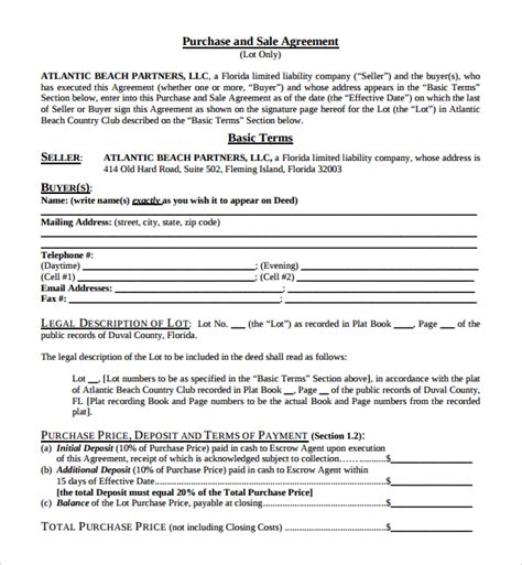 Sample Purchase And Sale Agreement 9 Free Documents Download In Word