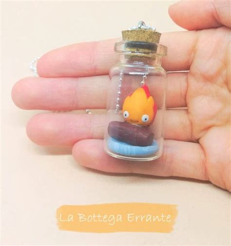 Calcifer Studio Ghibli Miyazaki Bottle Glass Necklace Polymer Howls