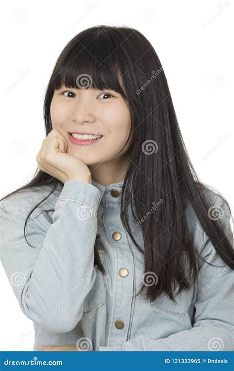 Portrait Of A Chinese American Woman Isolated On White Background Stock
