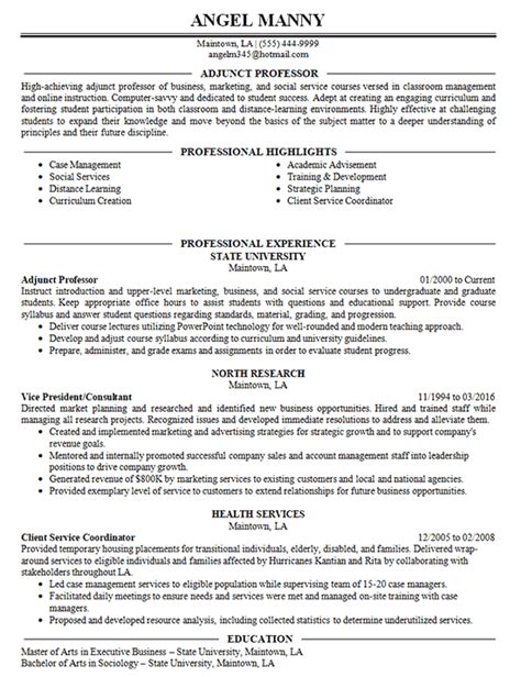 Cv propres à un emploi, créateur de cv en ligne Cover Letter For Adjunct Professor Job | Webcas.org