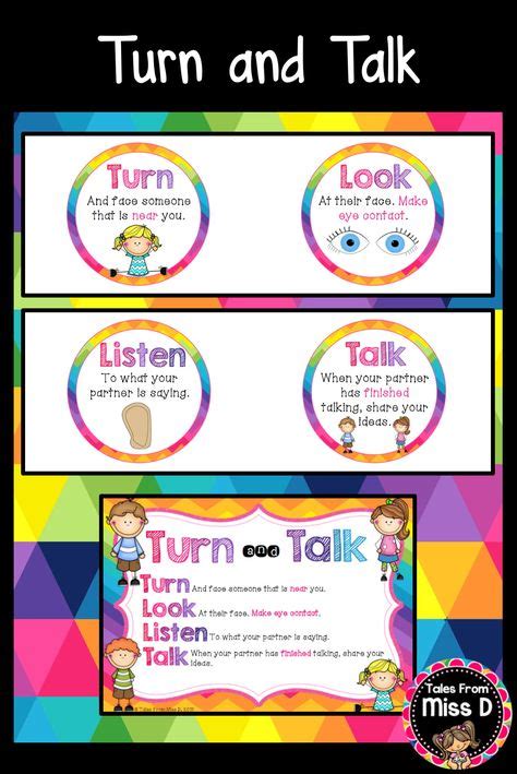 Turn And Talk Turn Talk Kindergarten Anchor Charts Elementary