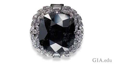 Image Of Black Orloff Diamond In A White Gold Setting Surrounded By