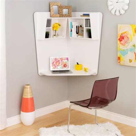 The cubbies are perfect for holding files and other items. default_name | Floating corner desk, Space saving desk ...