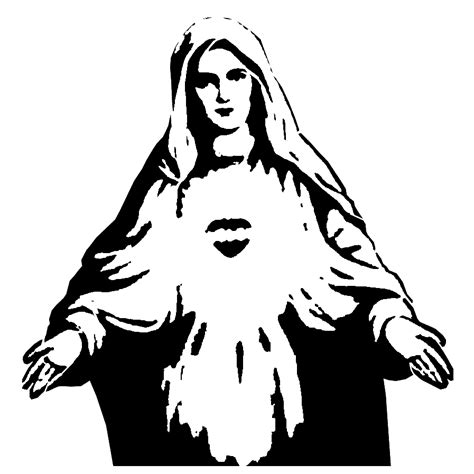 Black and white mother and child. Virgin Mary Stencil | SP Stencils