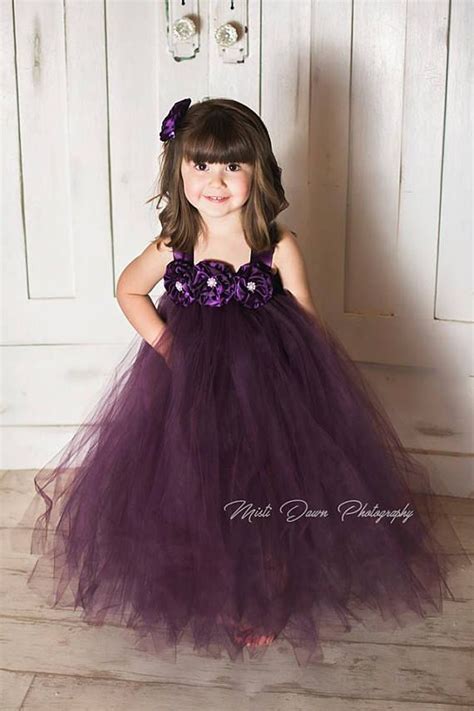 Dark Purple Flower Girl Dress Plum Flower Girl Dress Etsy Flower