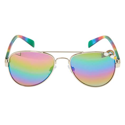 Claire S Club Tinted Rainbow Aviator Sunglasses Claire S Us
