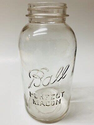 Ball Perfect Mason Quart Vintage Jar Clear Glass Old Ribbed Jar Zinc