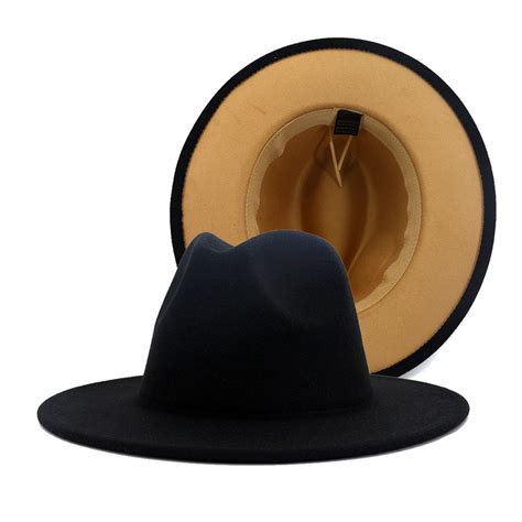 X111008 Fedora Hat For Men And Women 2 Tone Hats Two Color Wide Brim