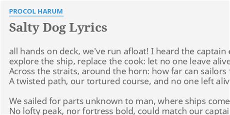 Salty Dog Lyrics By Procol Harum All Hands On Deck