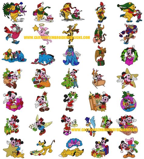Disney Christmas Mickey Minnie Donald Goofy Tweety Pluto Embroidery Ma