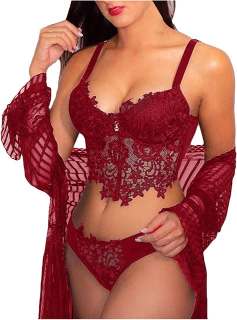 Amazon Com Women Lingerie Set Lace Sexy Bra And Panty Underwire Lingerie Sets Teddy Strap