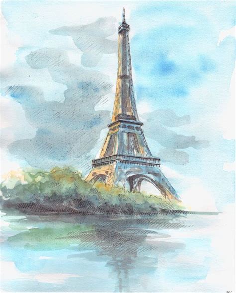 Eiffel Tower Painting Eiffel Sketch Paris Painting Paris View
