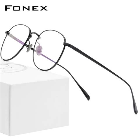 fonex pure titanium glasses frame men ultralight round myopia optical prescription eyeglasses