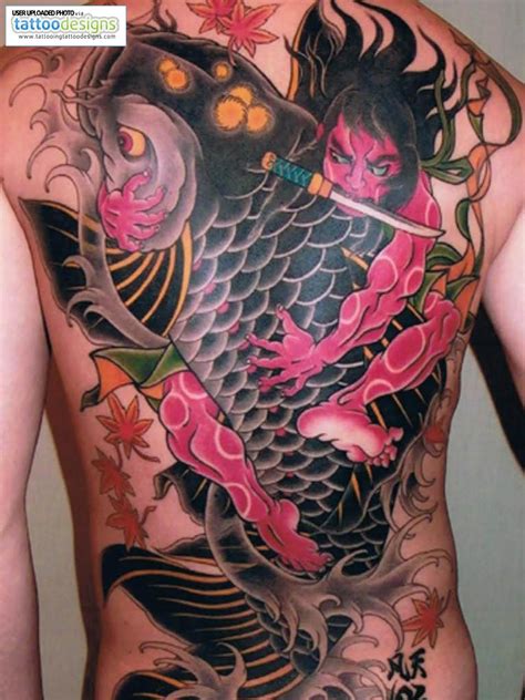 The color of a koi tattoo can change it's meaning. tatto: Koi Fish Tattoo