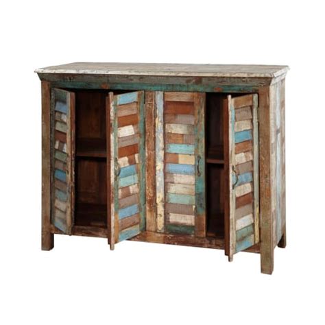.recycle wooden 3 drawer sideboard table, reclaimed wooden sideboard table, reclaimed wooden chest drawers solid wood sideboard, industrial dining room buffet reclaimed wood. Recycled wood sideboard, multicoloured W 120cm Calanque ...