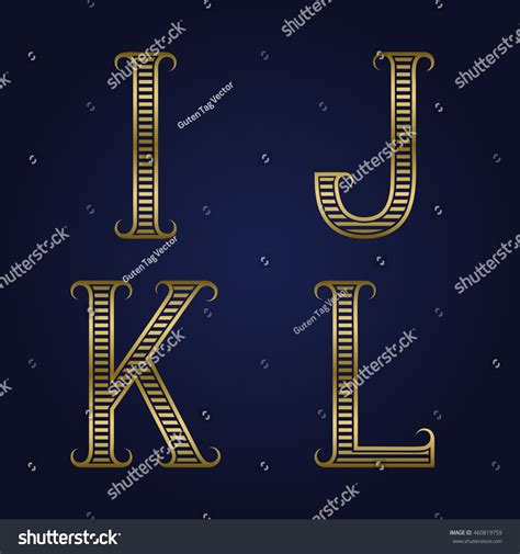 J K L Golden Ribbed Letters Stock Vector Royalty Free 460819759