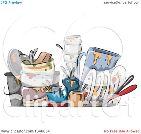 Following exclusion, homeowners should clean thoroughly to remove cobwebs and egg sacs. Clipart of Sketched Dirty Dishes - Royalty Free Vector ...