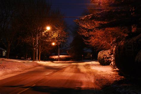 Snowy Street At Night Shutterbug
