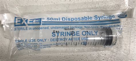 1 Box Of 25 New In Sealed Packaging Exelint 50ml Disposable Syringes