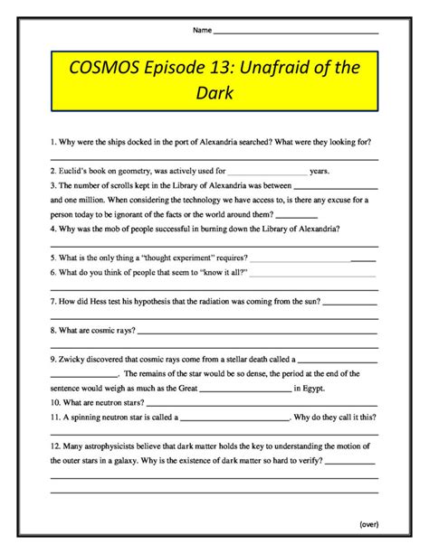 Cosmos Hiding In The Light Worksheet Answers