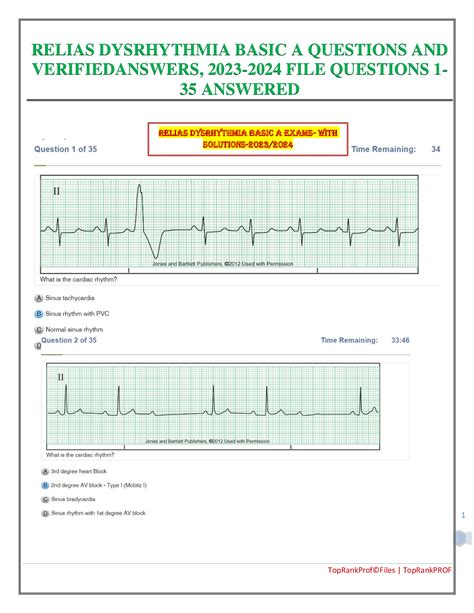 RELIAS DYSRHYTHMIA BASIC A-EXAM WITH ANSWERS, QUESTIONS 1-35 - Browsegrades