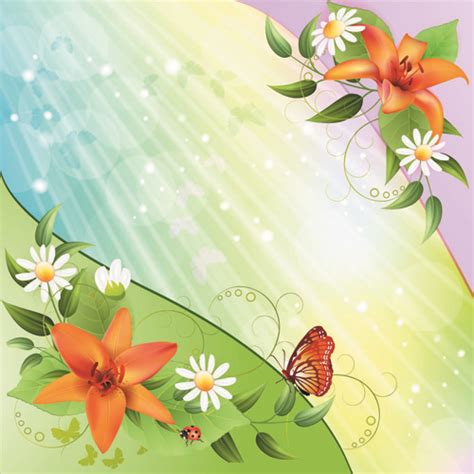 Vector Of Color Spring Flower Backgrounds Vectors Graphic Art Designs