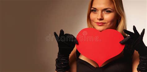 Beautiful Woman Holding Artificial Heart Stock Image Image Of Hair Face