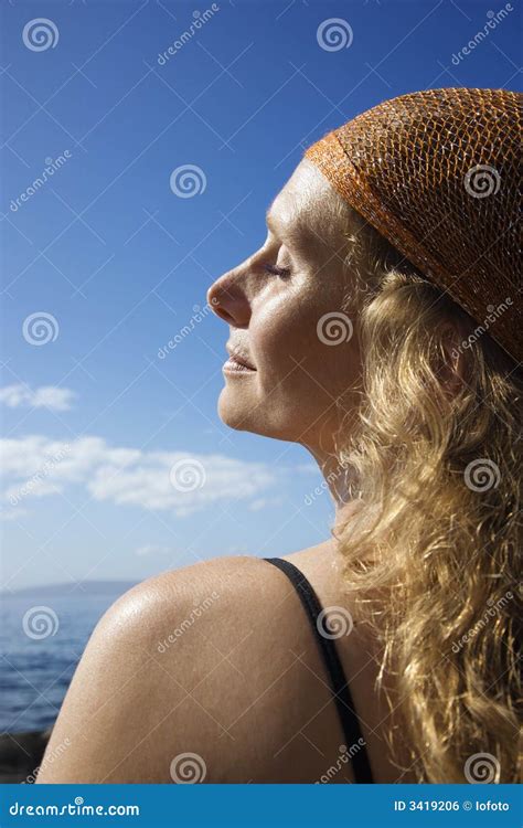 Peaceful Woman At Coast Stock Photo Image Of Color Coast 3419206