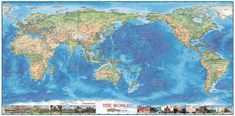 World Physical Wall Map Wwonders Pacific Centered By Compart The Map