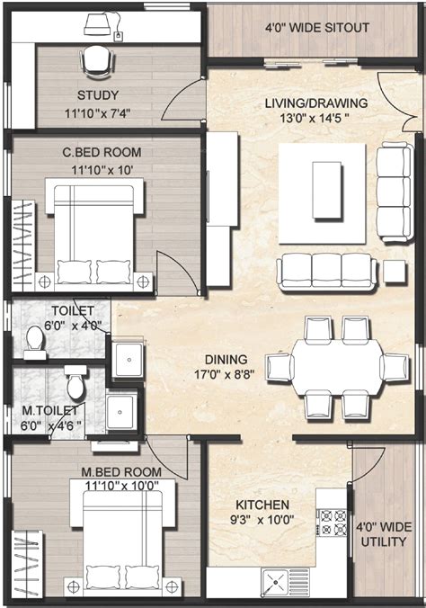 1300 Sq Ft Indian House Plans