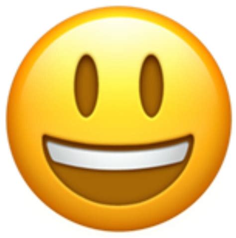 A Classic Smiley Face Emoji With An Open Mouth Showing Teeth And Tall