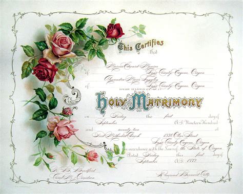 Vintage Wedding Certificate Or Marriage By Moonlightingandco