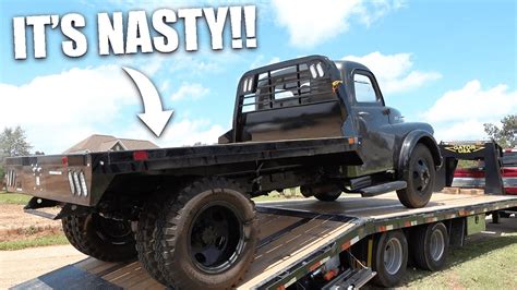 custom flatbed is here old dodge farm truck gets all new bed youtube