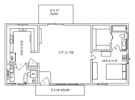 Personally, i love the stealthy wall framing. 20x40 house plans - Google Search | One bedroom house ...