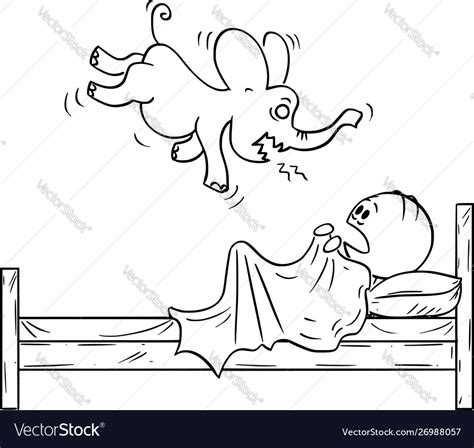 Cartoon Frightened Man Hiding Under Blanket Vector Image