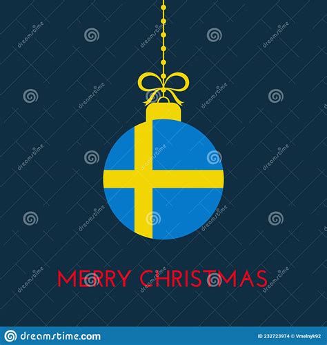 Merry Christmas And New Year Ball With Sweden Flag Christmas Ornament