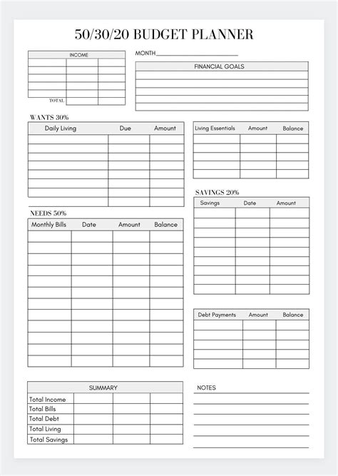 A Printable Budget Planner Is Shown In The Form Of A Blank Sheet With