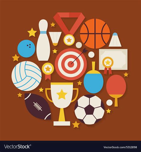 Sport Recreation And Competion Flat Design Circle Vector Image