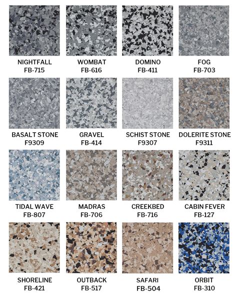Epoxy Flooring Color Chart NEX LVL Concrete Coatings